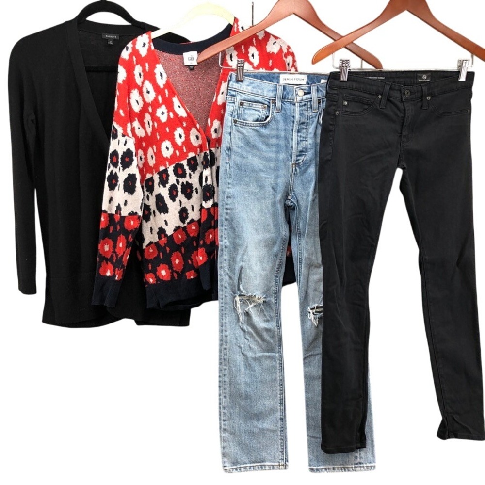 Mixed Brand Outfit Lot Jeans Sweater Womens 25R XS Skinny Cardigan Classic